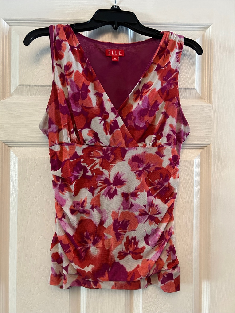 ELLE Floral V-Neck Sleeveless Camisole in Pink, Red, Purple & White